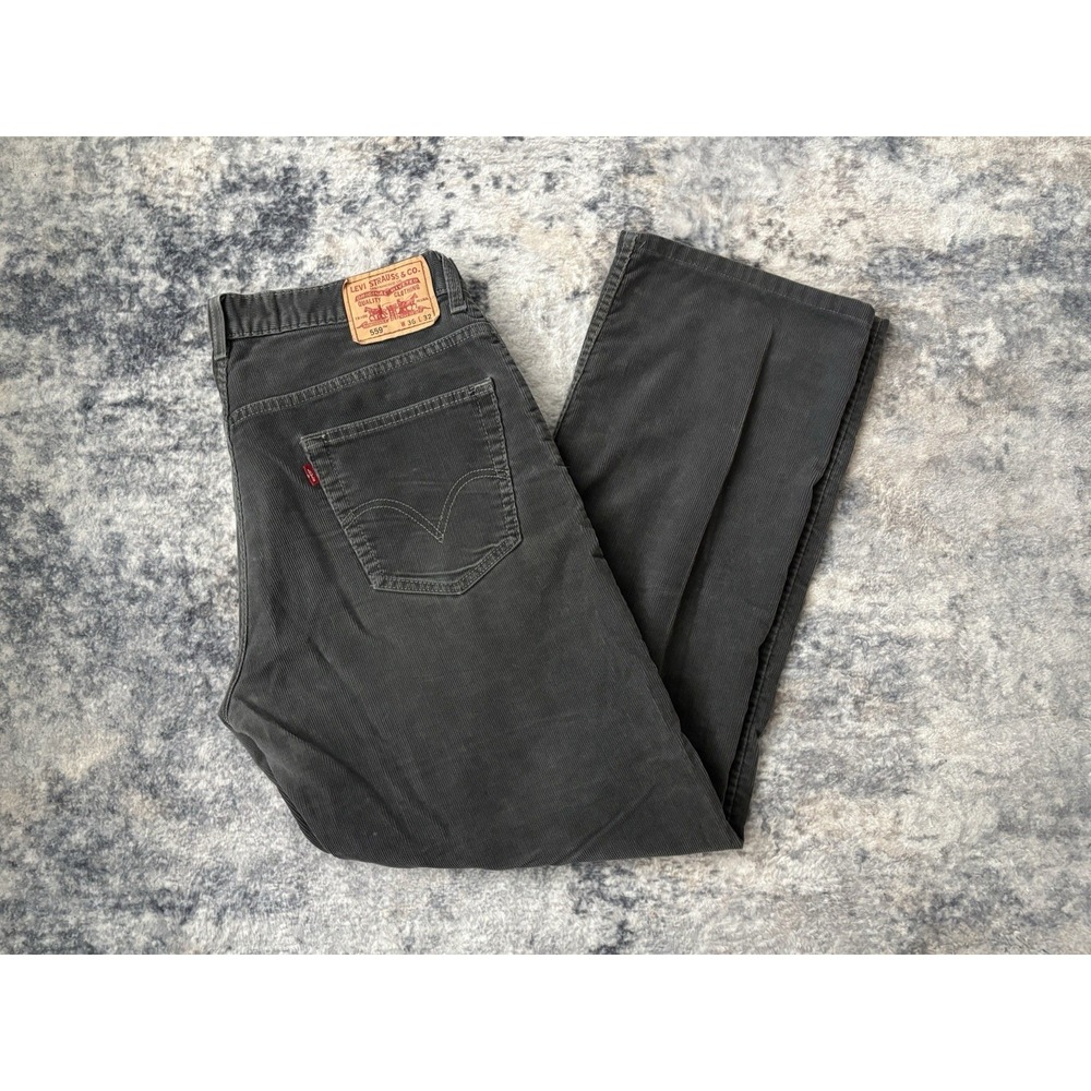 Levis 559 Corduroy Pants Mens 36x32 Gray Relaxed Fit Straight‎ Leg Preppy Casual